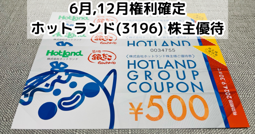 ホットランド 株主優待 7500円分 銀だこ ホットランド 株主様ご優待券 7500円分