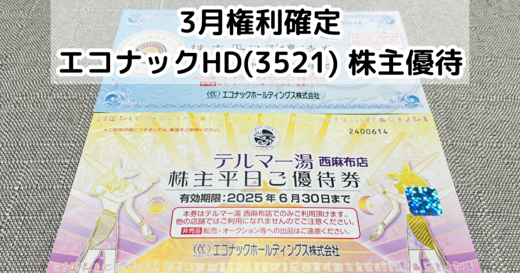 エコナックホールディングス(3521)から株主優待が到着